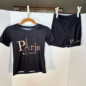 Black Paris Graphic Kids 3-5 T-Shirt and Shorts Set